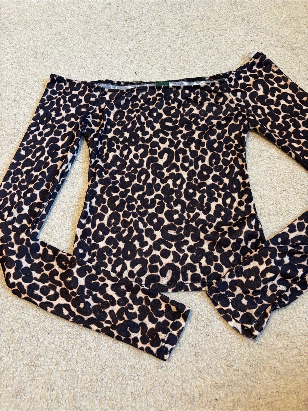 Cheetah off the shoulder sheer top